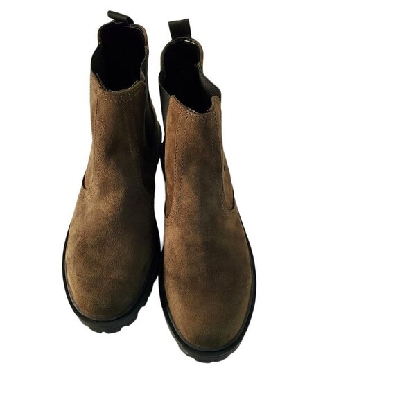 Kenneth Cole Lug Sole Bootie Olive Green Textile Faux Suede Womens Size 9 NWT - Picture 4 of 10